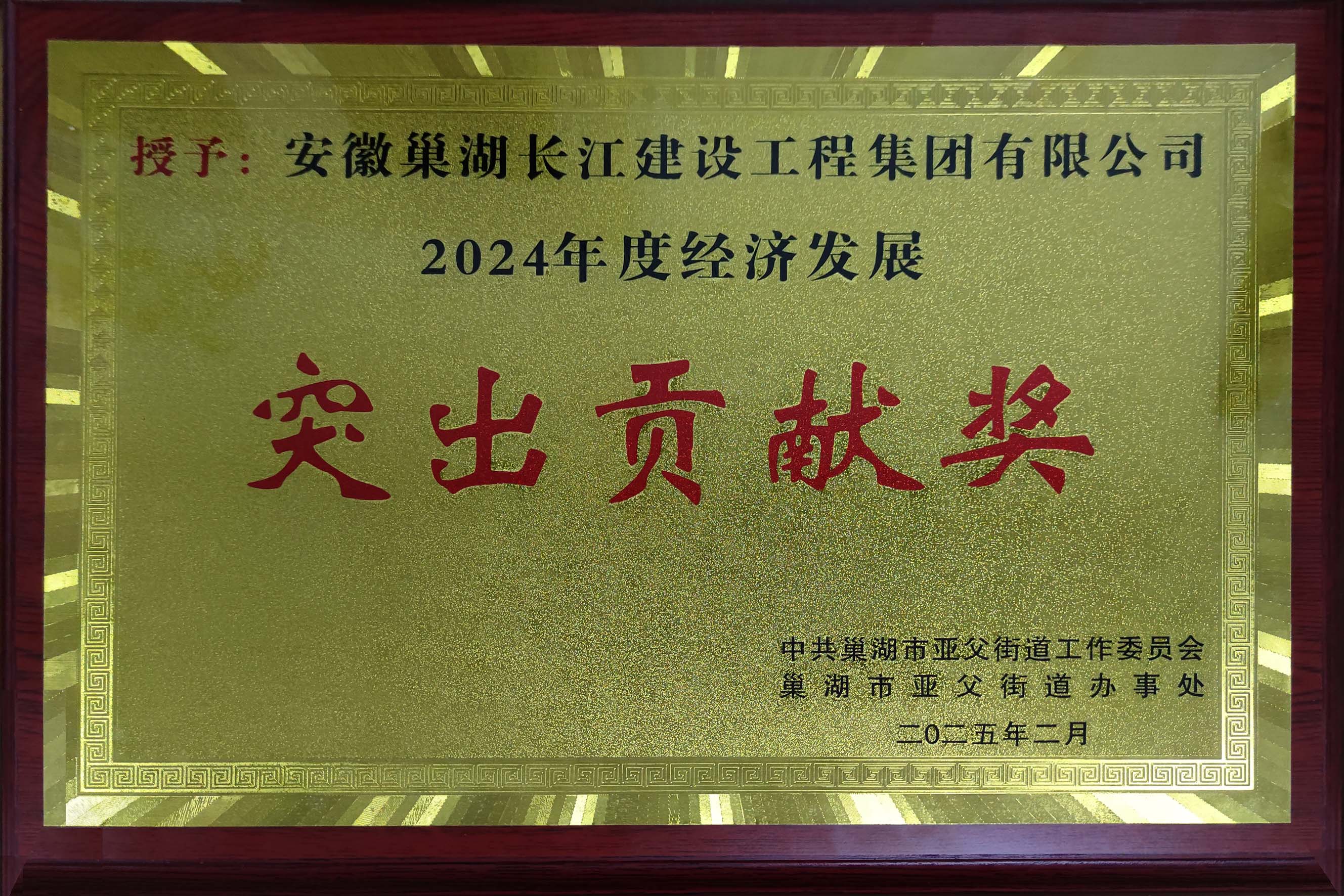 熱烈慶祝巢湖長江建設(shè)榮獲巢湖市亞父街道2024年度經(jīng)濟(jì)發(fā)展突出貢獻(xiàn)獎(jiǎng)